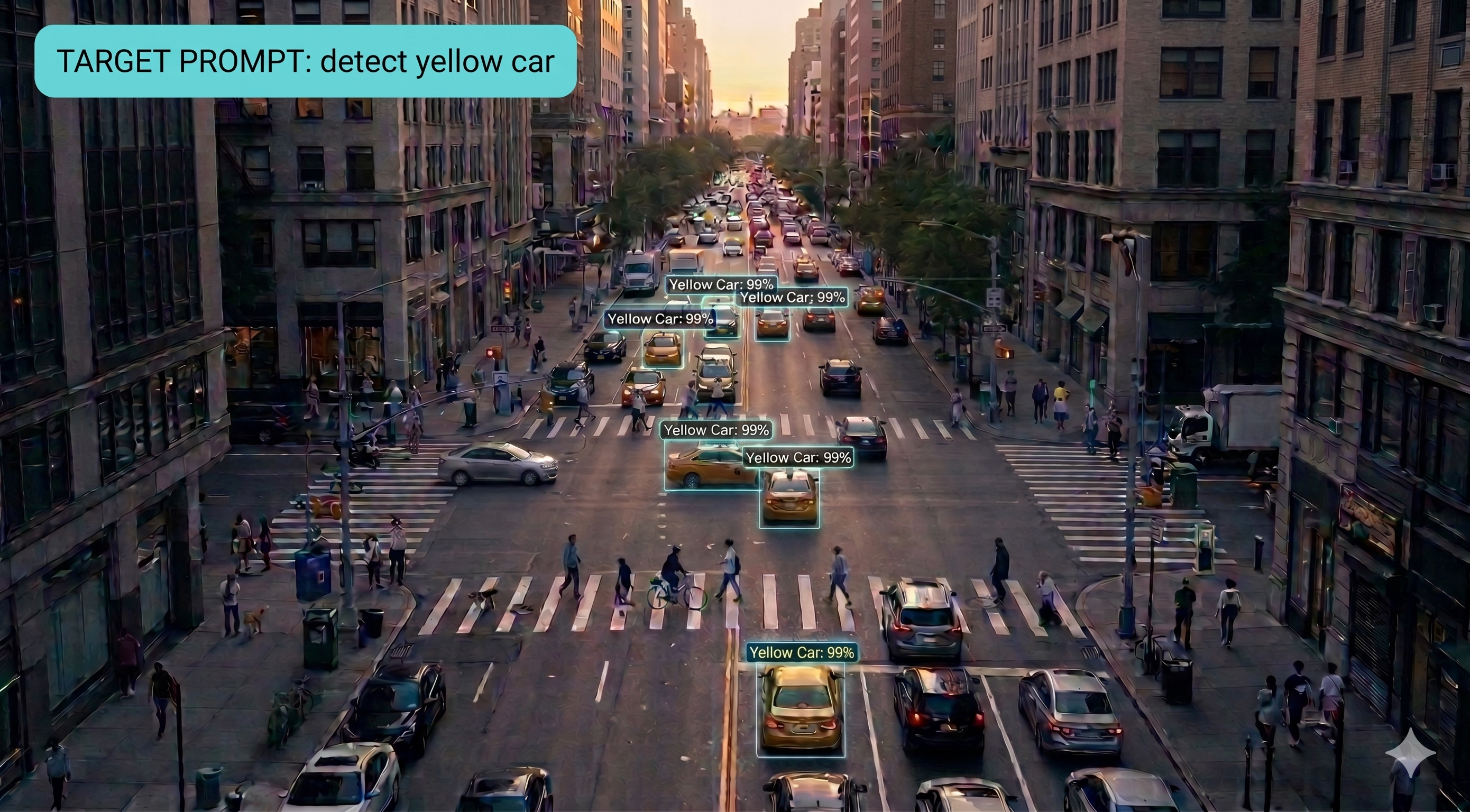 Same frame with prompt-based visual search overlays